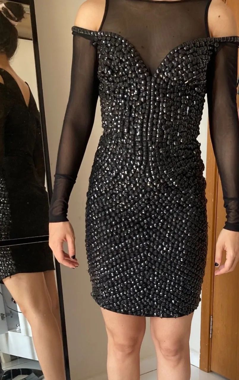 Vestido preto pedraria marca le blog store - Foto 4
