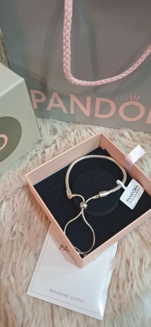 pulseira pandora prata ajustável nova - Foto 5