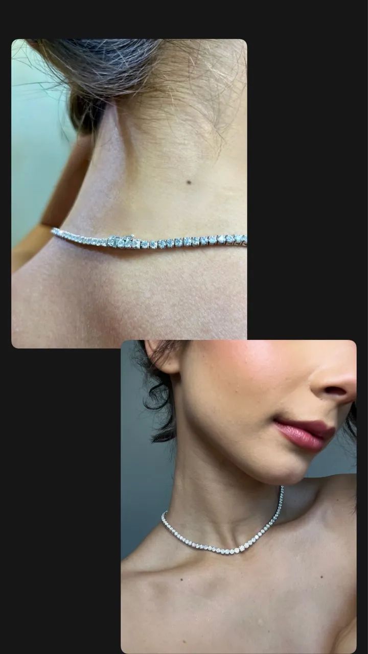 Colar Riviera em Moissanites em Ouro 18k  - Foto 3