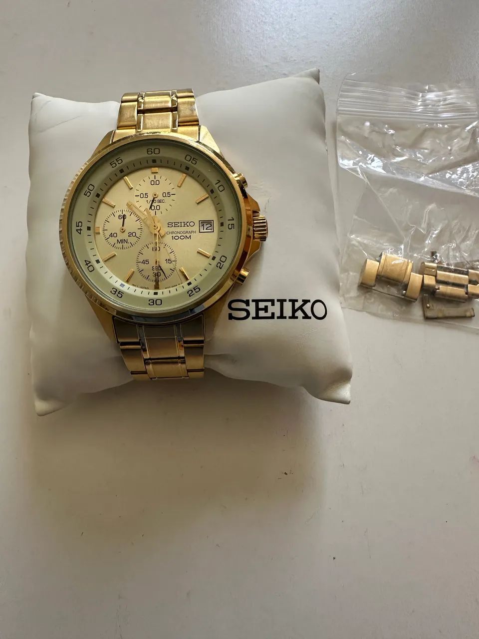 Seiko Chronograph dourado 100M  - Foto 3