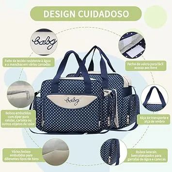 Kit 5 Peças Bolsa Maternidade Multifuncional Para Mães Novo - Foto 5