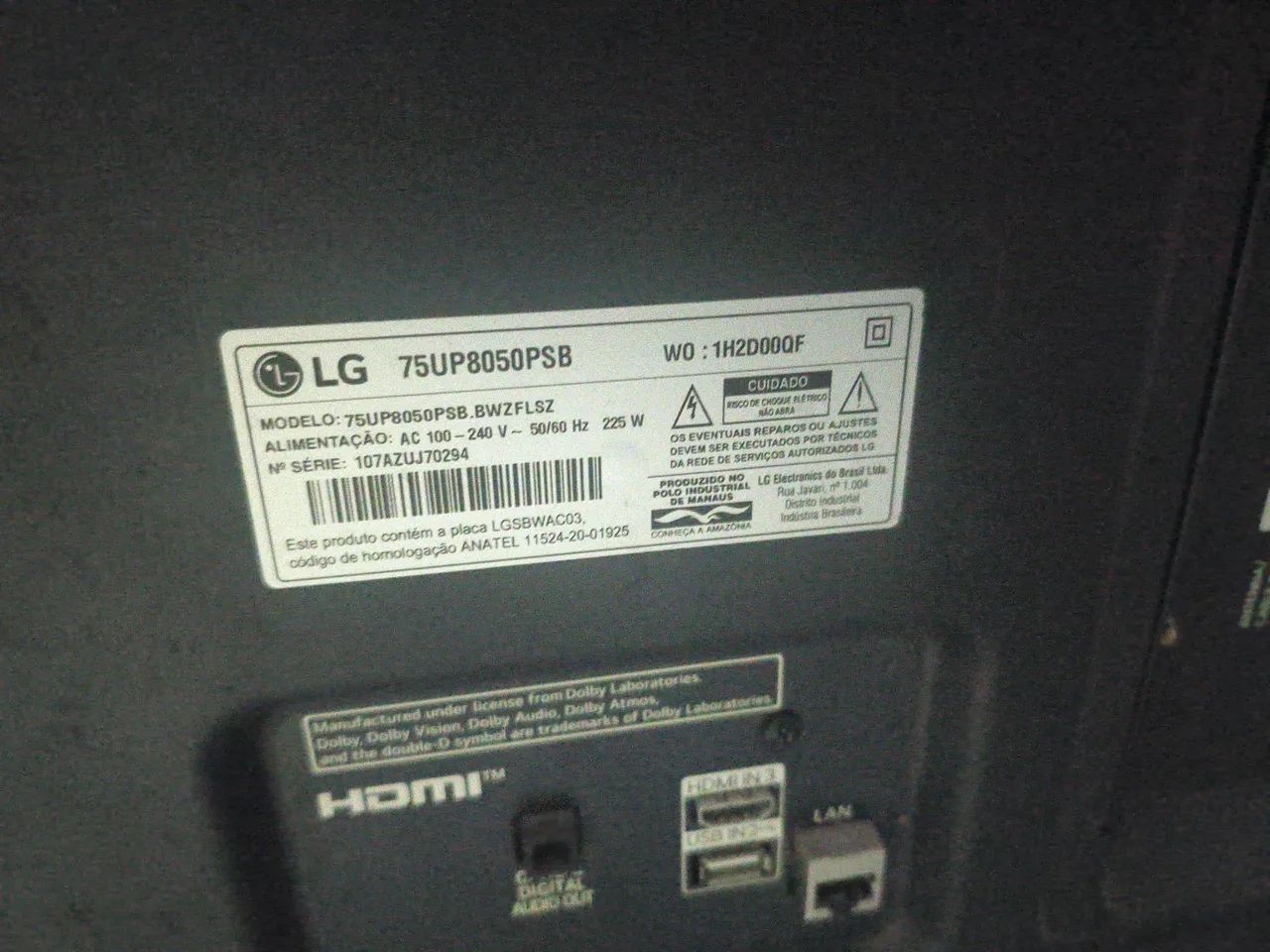 Tv LG 758050psb tela quebrada 