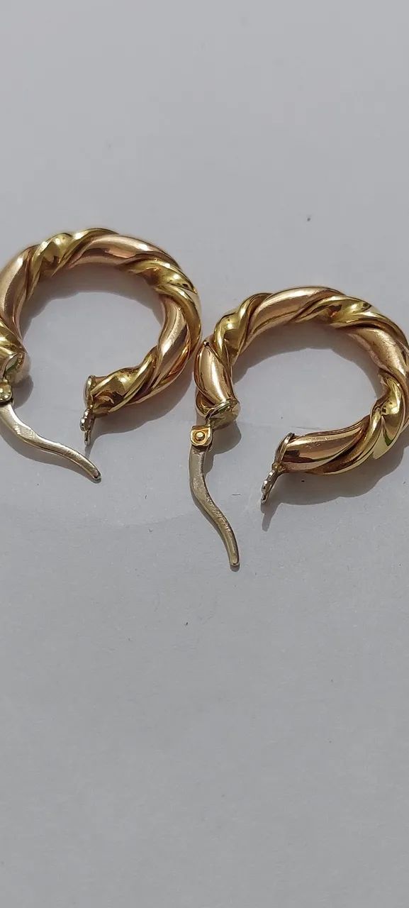 Brinco ouro argola tamanho moeda 25 centavos
