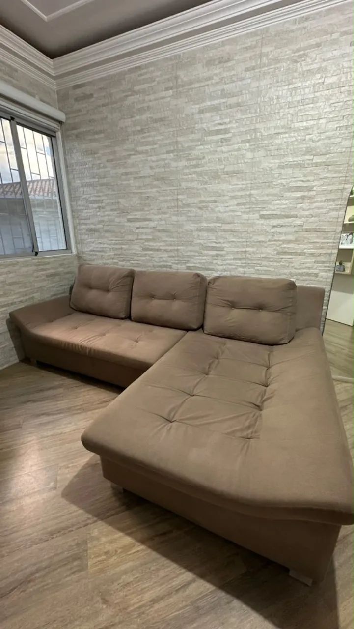 Sofá de 3 lugares com chaise + baú estofado - Foto 3
