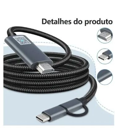 Cabo Usb Type C Para Hdmi 2.0 60hz 2m - Foto 4
