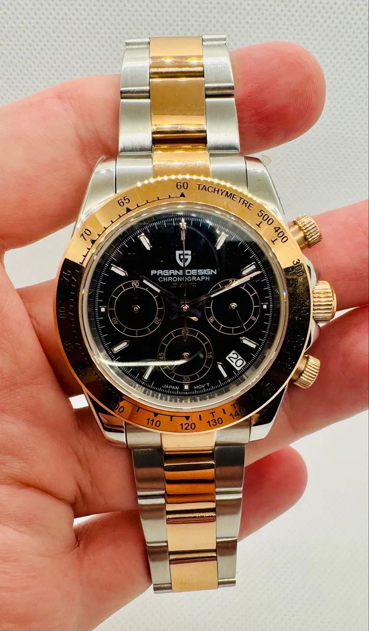 Relógio Pagani Design Daytona Preto e Dourado  - Foto 2