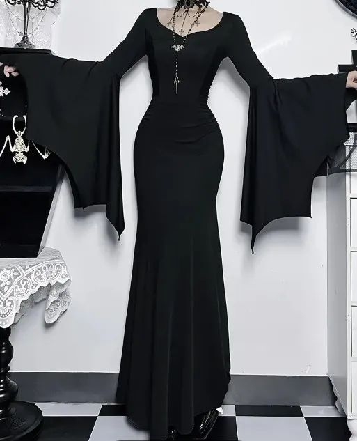 VESTIDO DE FANTASIA - DA SÉRIE WANDINHA - MODELO IGUAL AO USADO PELA MORTICIA ADDAMS KZJ