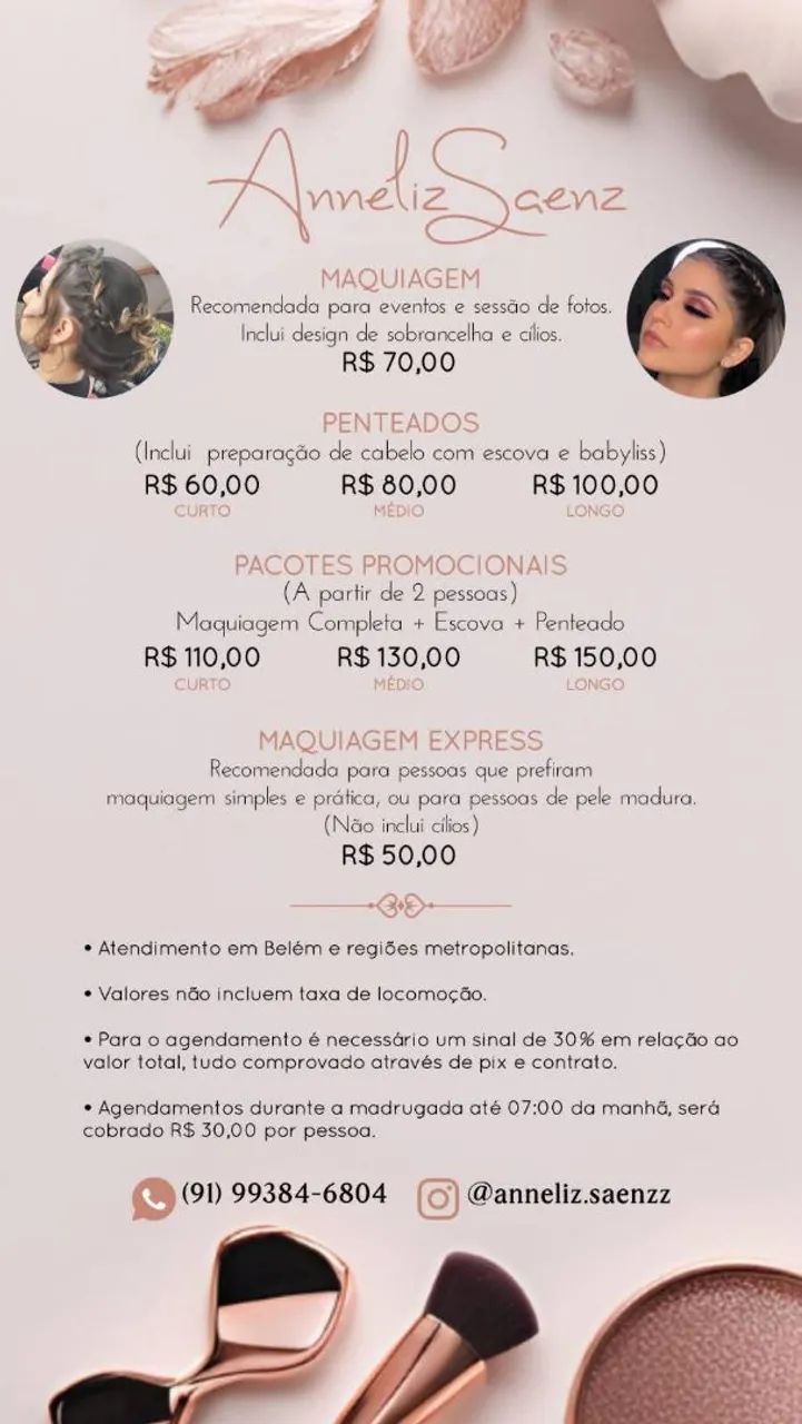 Maquiadora e penteadista a domicílio 