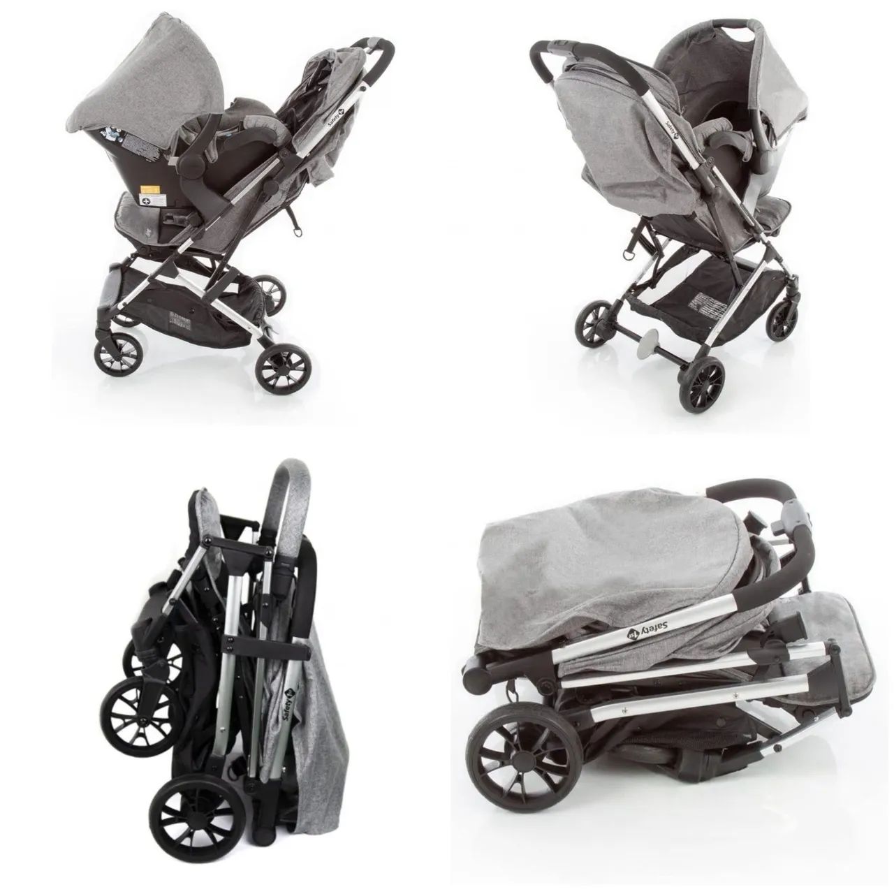 Carrinho + bebê conforto com a base + protetor acolchoado para carrinho Safety - Foto 2