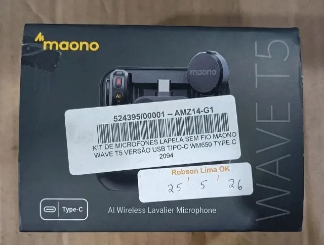 Kit de Microfones Lapela Sem Fio Maono Wave T5 (Versão USB Tipo-C / WM650) 