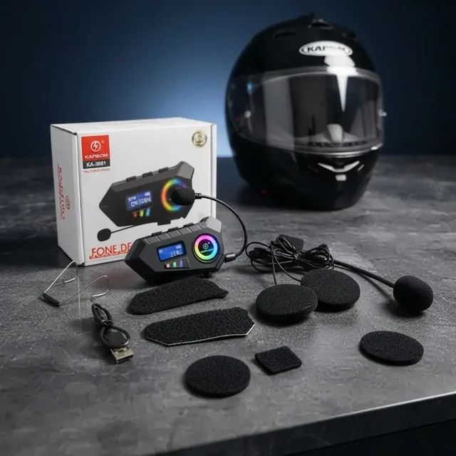 Intercomunicador Capacete Kapbom Bluetooth 5.2 IP67 RGB