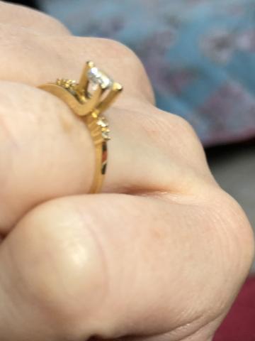 Anel aliança solitário ouro 18k com diamantes - Foto 2