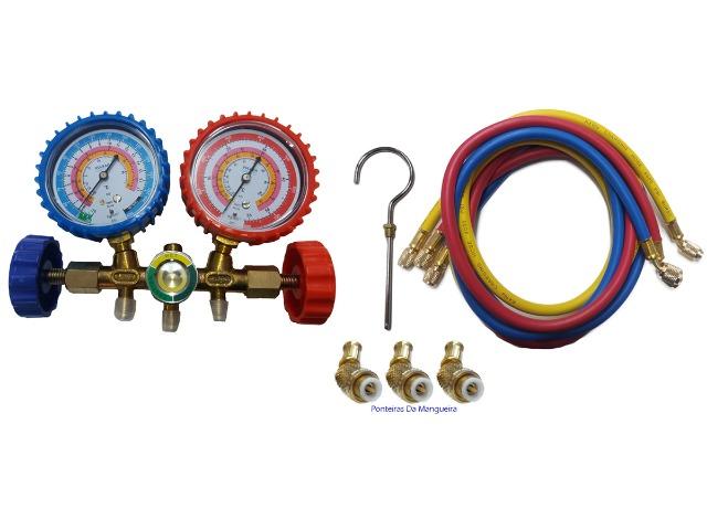 Manifold R410 R22a R407c c/3 mangueiras 1,50cm com visor de líquido