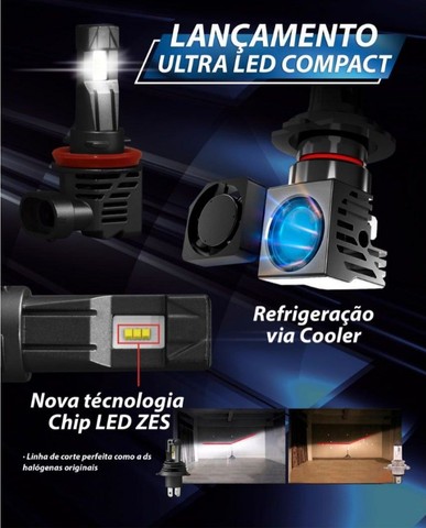 Ultra Led Compact 10 Mil Lumens 6000k  C/ Reator Integrado - H8 / H9 / H11 / H16-2 - Foto 3