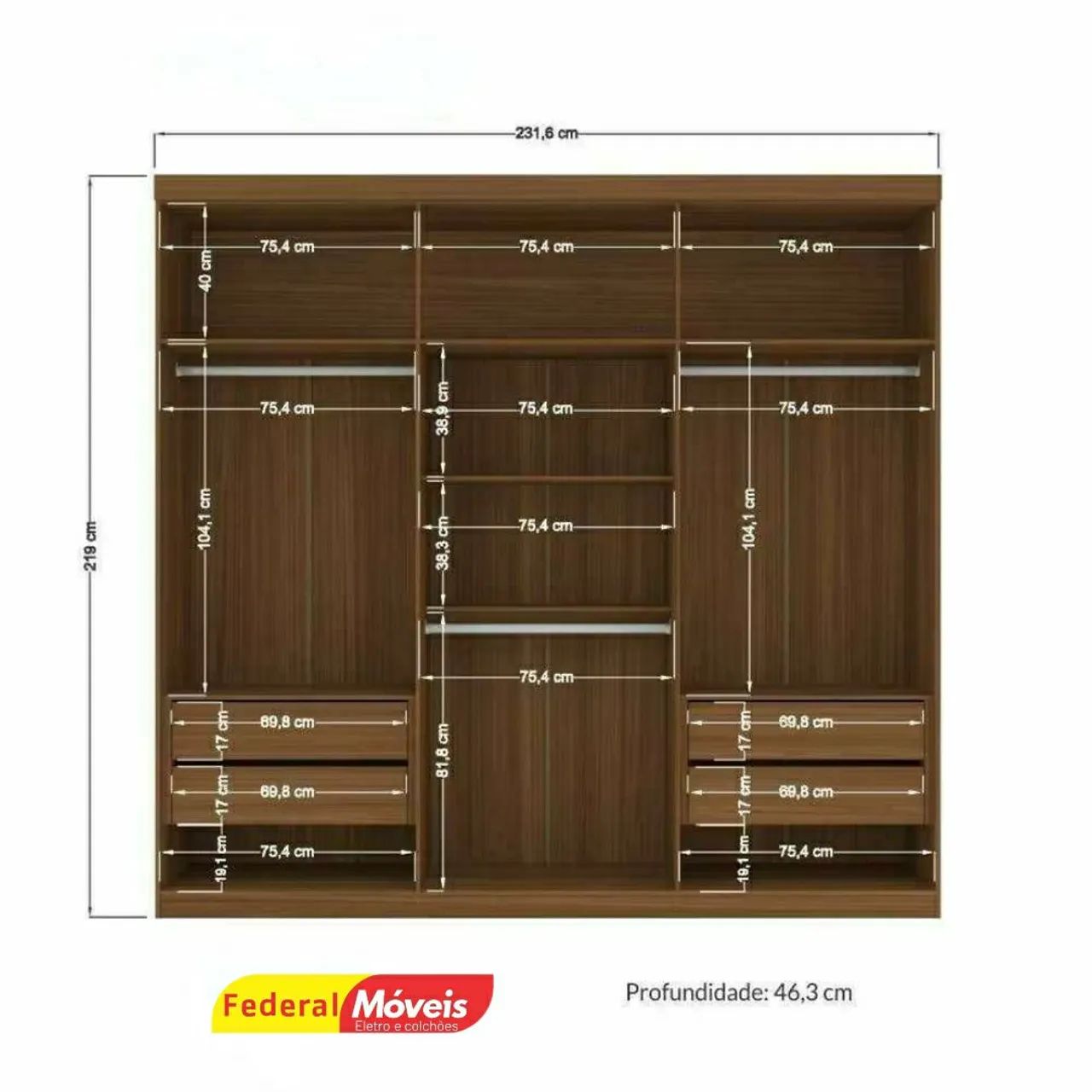 Guarda Roupa 6 Portas e 4 Gavetas Novo Pronta entrega  - Foto 2