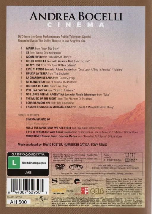 Dvd Andrea Bocelli - Cinema - Foto 2