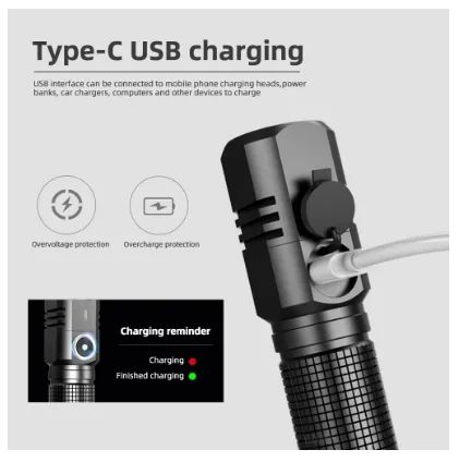 Super Mini Lanterna LED, USB, Recarregável, Zoom, Lanterna De Pesca, Poderoso 3 Modos De I - Foto 3