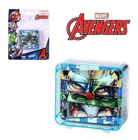 Relogio De Mesa Despertador De Acrilico Vingadores Avengers Quadrado