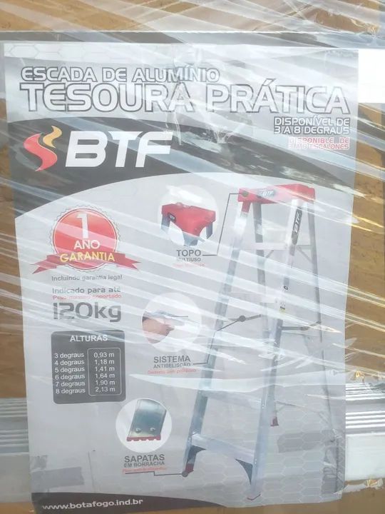 Escada de Alumínio Tesoura Prática  8 degraus - Foto 2