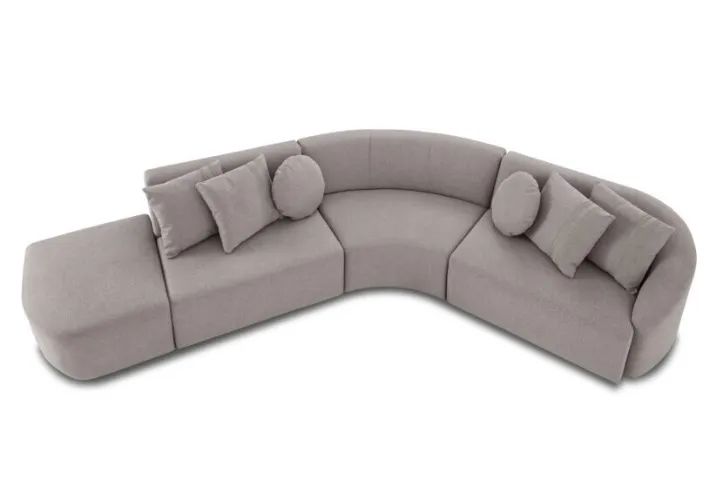 Sofá elegante e confortável com design curvo. Perfeito para quem busca sofisticação e acon