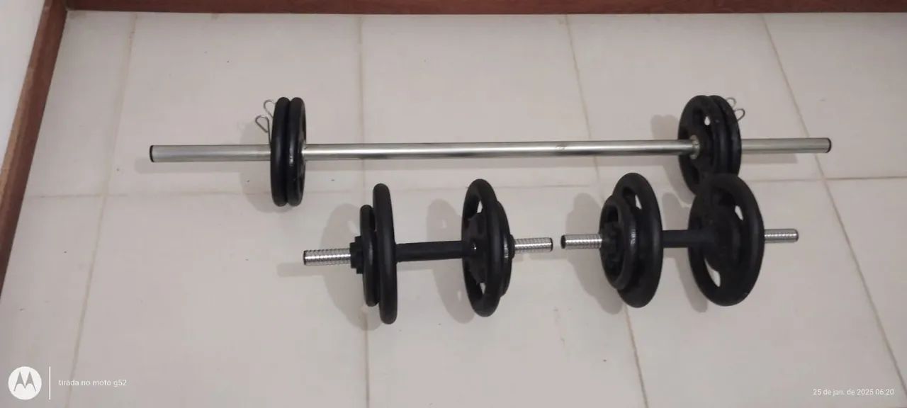 Halteres e Barra Completo para Treino em Casa