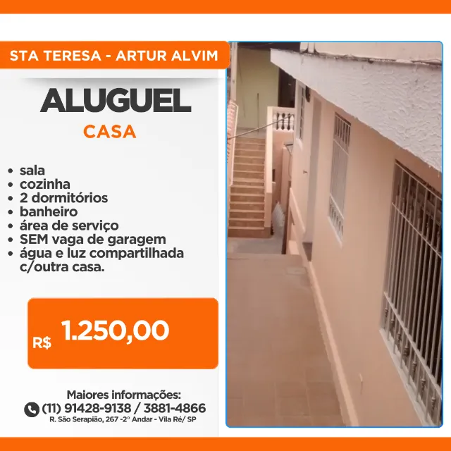 Casa para LOCAÇÃO Vila Santa Teresa - Artur Alvim / SP