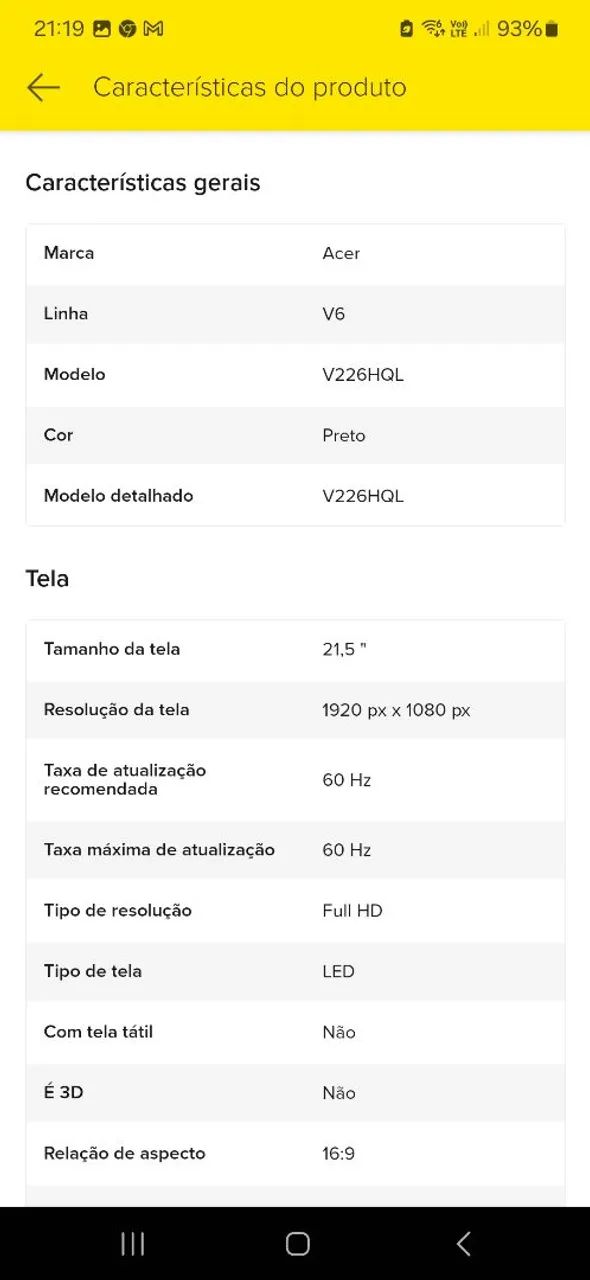 Monitor Acer 21.5 V226hql Full Hd - Foto 6