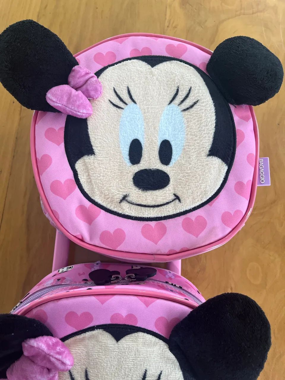 Kit Mochila Escolar Infantil com rodinhas Minnie Baby com Lancheira Rosa - Foto 2