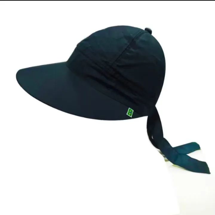Boné de Sol Feminino Preto com Fita