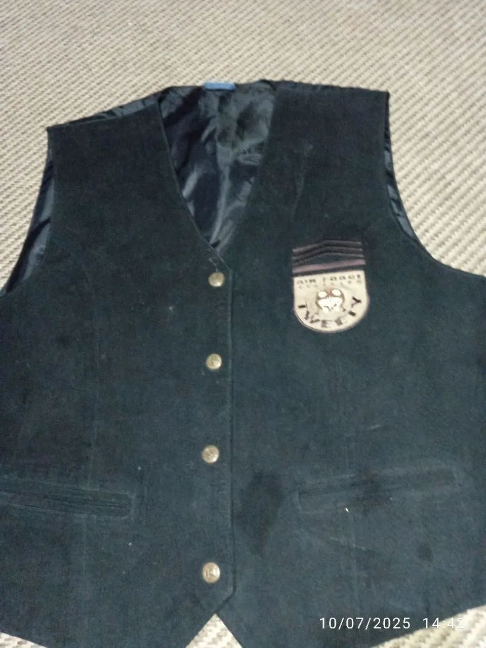 Colete vintage Side Play em couro e cetim  - Foto 2