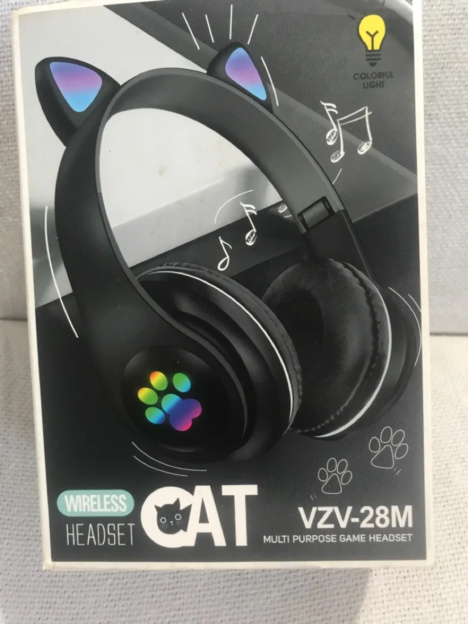 Headphone Bluetooth Gatinho VZV-28M com Luz LED