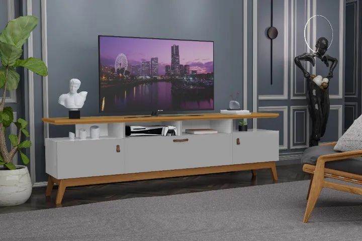 RACK PARA TV 1.80m RETRÔ 3 ABS 3 PORTAS VÁRIAS CORES = FRETE + MONTAGEM GRÁTIS! - Foto 3