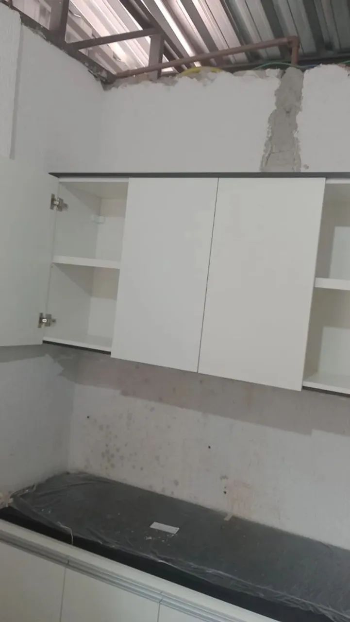 Conjunto balcão + aéreo 1.50 branco com preto - Foto 2