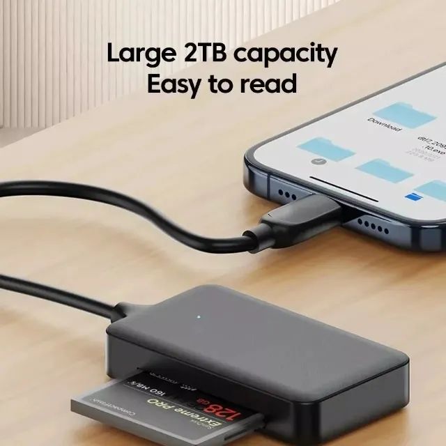 Leitor De Cartão Cf Tf Sd Ms Adaptador 4 Em 1 Tipo C E Usb 2.0, Ou 3.0 - Foto 5