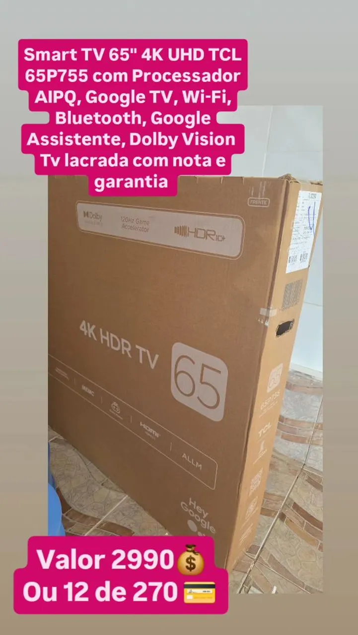 Smart TV 65" 4K UHD TCL 65P755 - Nova, Garantia