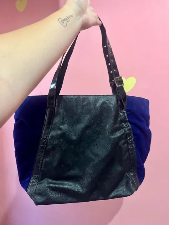 Bolsa de ombro azul e preta - Foto 2