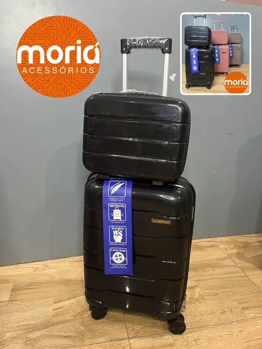 Kit mala 10kg com Frasqueira Premium Polipropileno Rodinha 360 graus - Foto 2