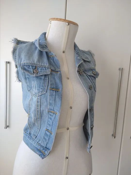 Colete Jeans Desfiado - Foto 4