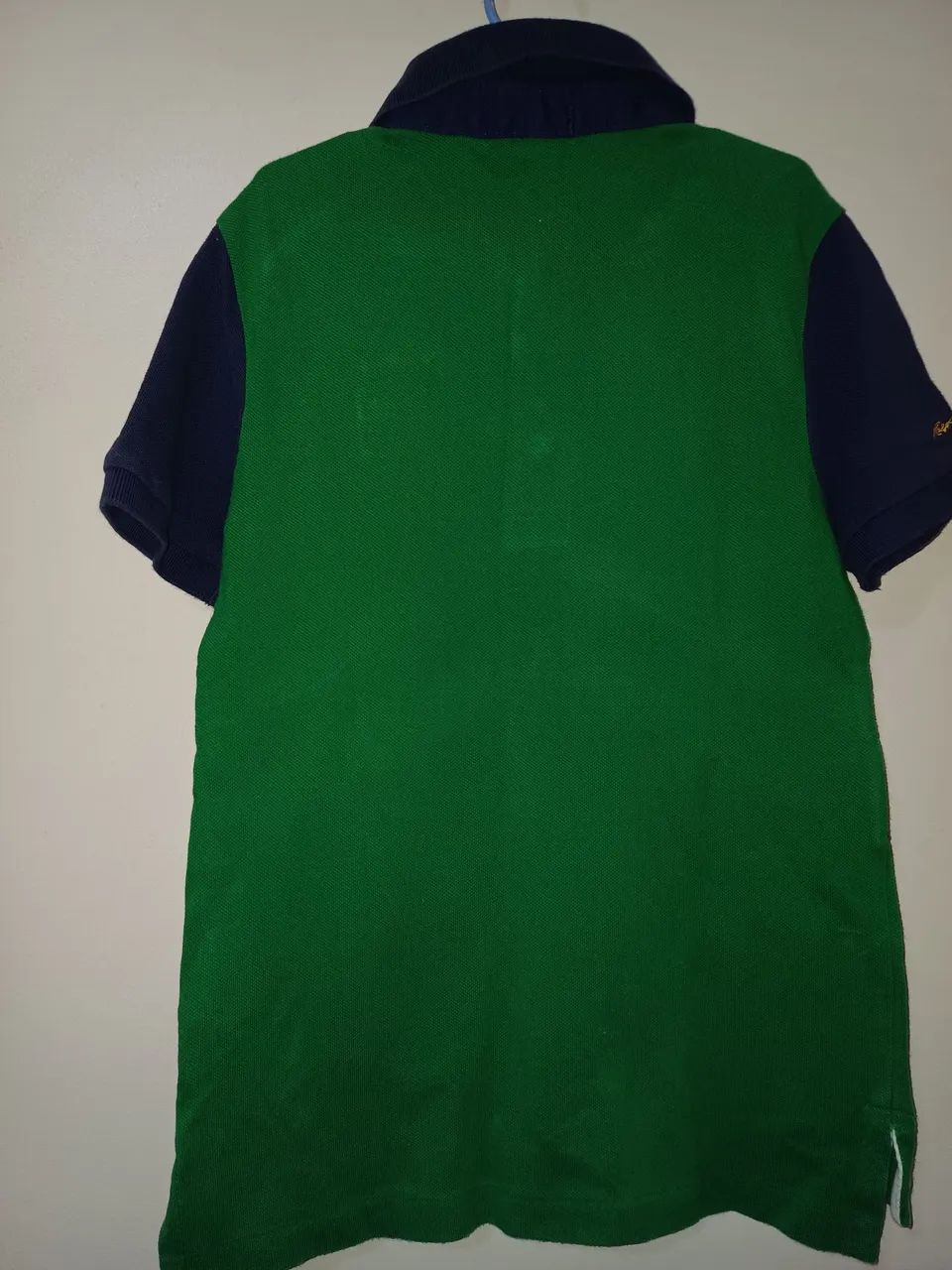 Polo infantil Ralph Lauren verde com azul, tam.6. - Foto 2