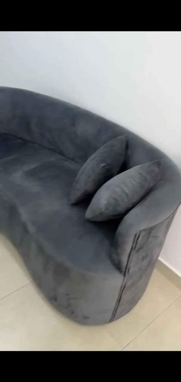 Sofá Curvo Moderno Cinza - Foto 2