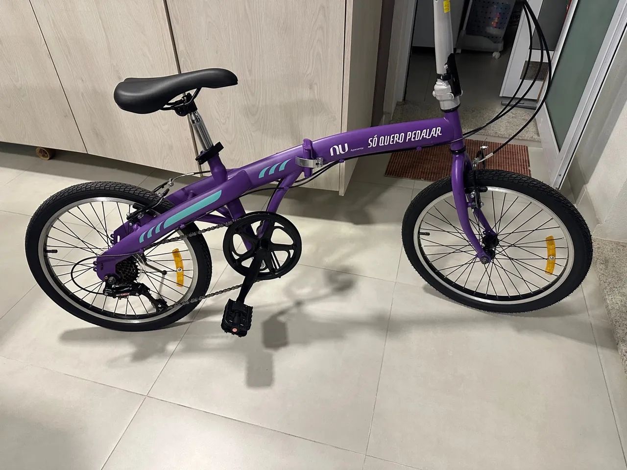 Bicicleta Dobrável Roxa Nu com Marcha
