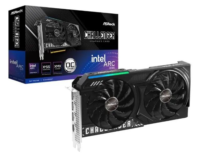 ASRock Intel Arc B580 Challenger OC 中古 Placa de Vídeo Intel Arc B580 12GB GDDR6 ASRock Challenger OC Dual