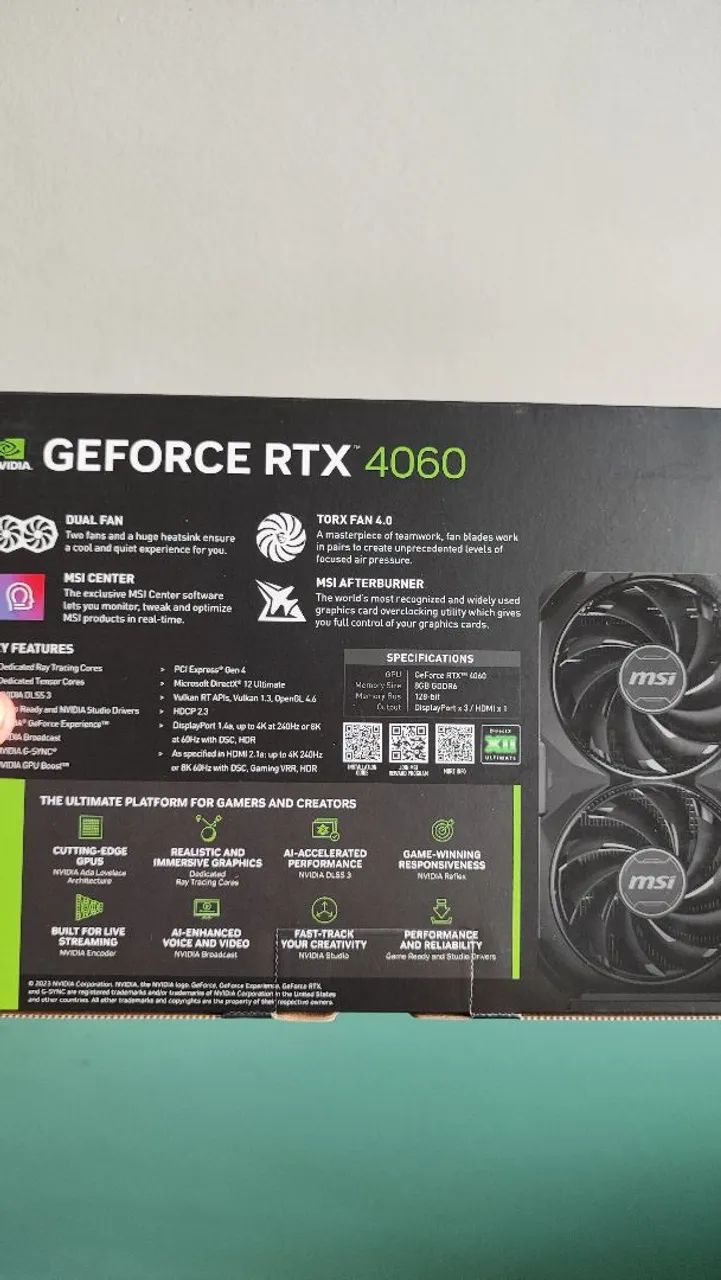 Placa de Vídeo MSI GeForce RTX 4060 Ventus 2X Black OC - Foto 2