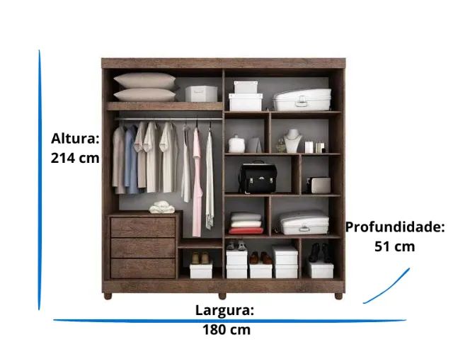Guarda Roupa Solteiro 2 Portas Com Espelho 100% MDF  - Foto 3