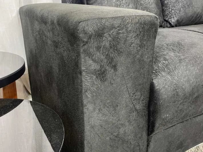 Sofá de Canto 6 Lugares Suede Preto - Foto 3