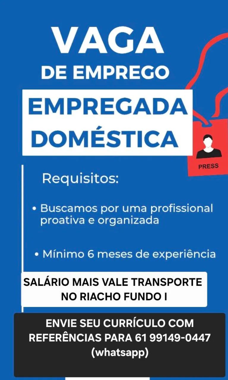 Empregada Doméstica para o Riacho Fundo I