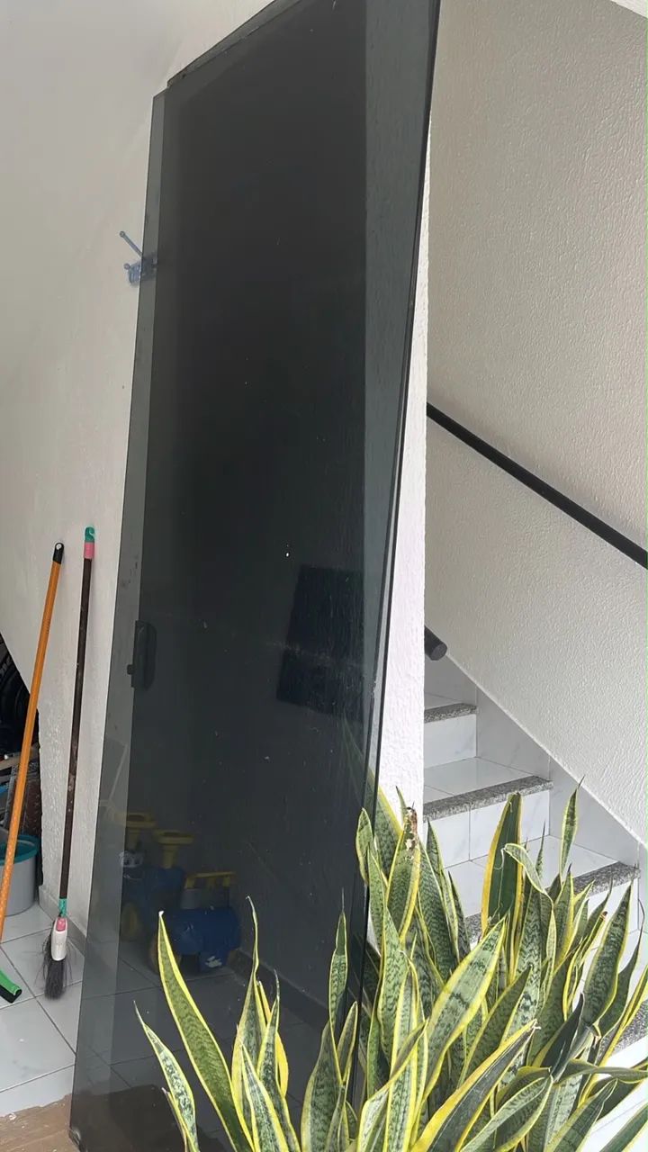 Duas portas de vidro temperado escuro