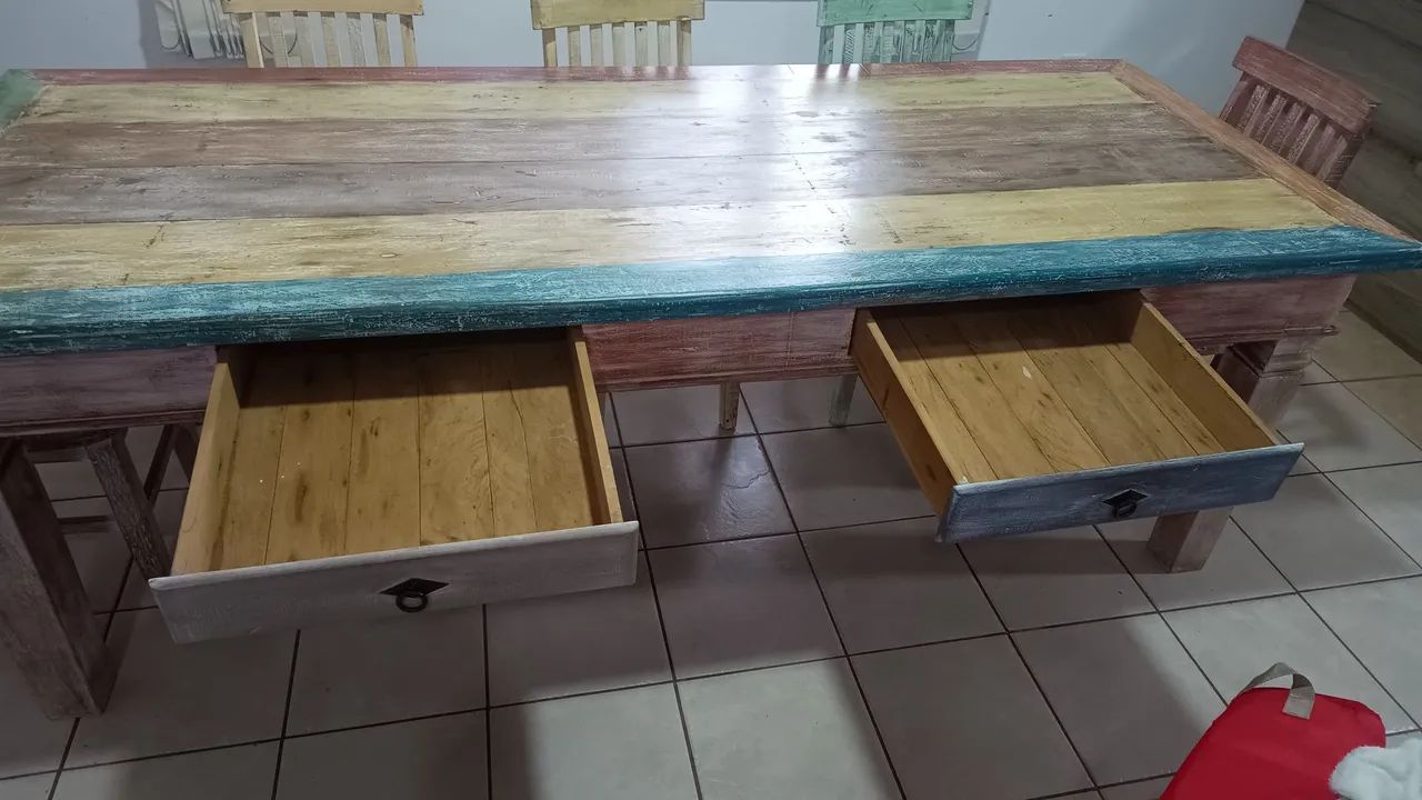 Mesa de Peroba Rosa com 8 cadeira também Peroba rosa - Foto 5