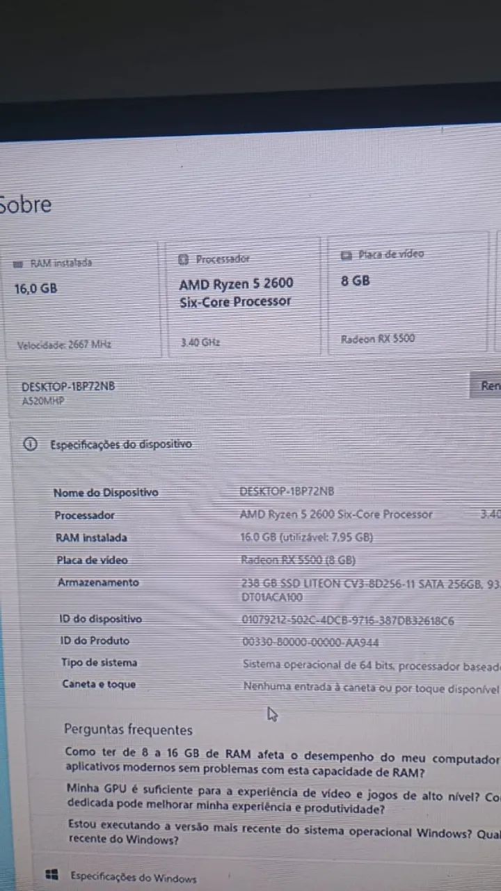 Pc gamer Ryzen 5+ rx 5500(aceito ofertas ão absurdas) - Foto 4