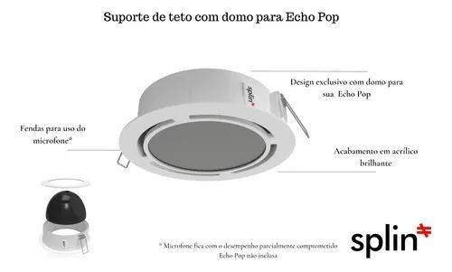 Suporte Stand Teto Embutir Amazon Echo Pop- Clássico Branco - Redondo - Clássico - Foto 2